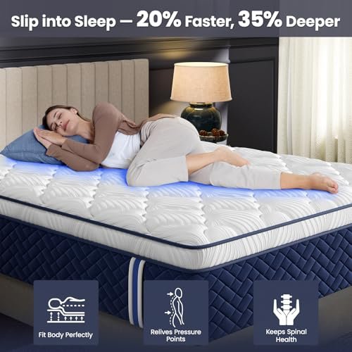 RRESTA Medium Firm Queen Mattress 14 Inch - Hotel Collection Hybrid Mattress with 7-Zone Support for Spinal Alignment